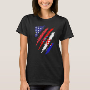 T-shirt Croatie Américain Drapeau Cultivé USA Patriot Heri