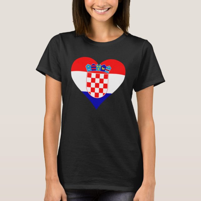 T-shirt Croatie Drapeau Coeur Croatie Aimer Croatie (Devant)