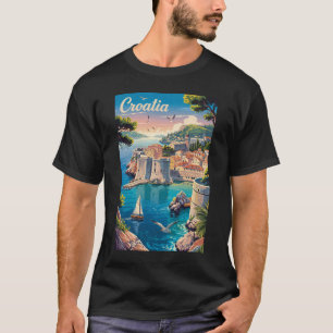 T-shirt Croatie Illustration de Dubrovnik Art de Voyage Vi