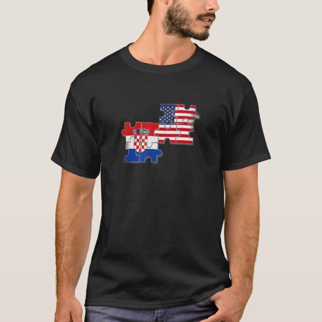 T-shirt Croatie Usa Roots Drapeau Croate Américain Hrvatsk (Devant)