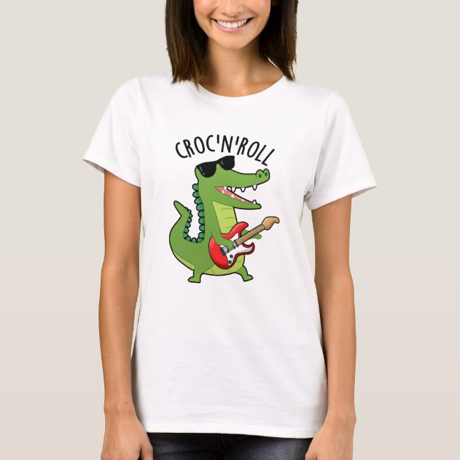 T-shirt Croc N Roll Funny Crocodile Pun (Devant)
