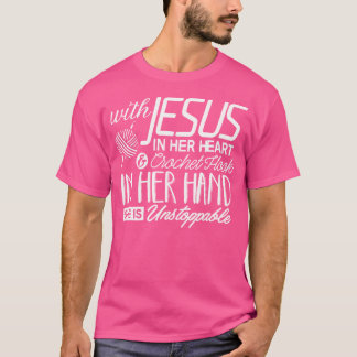 T-shirt Crochet avec Jésus dans son coeur Crochet crochet