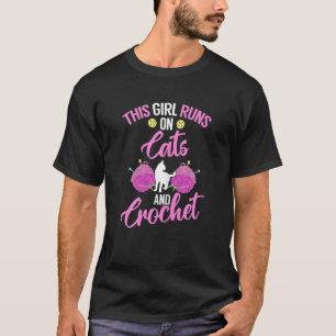 T-shirt Crochet Filles au crochet Court Sur Chats Et Croc