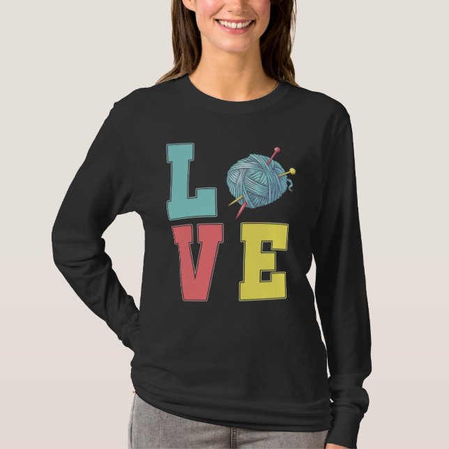 T-shirt Crochet Love Hobby Crafting Fil Knitter (Devant)