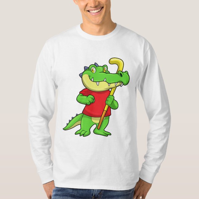 T-shirt Crocodile à Field hockey avec bâton (Devant)