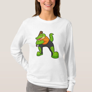 T-shirt Crocodile au cricket avec chauve-souris de cricket