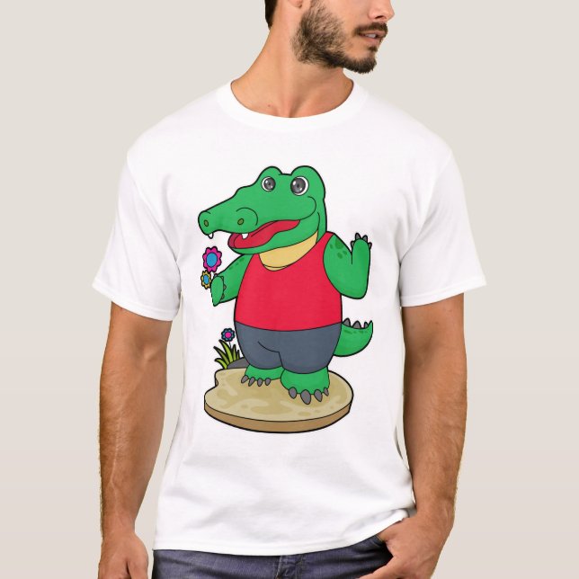 T-shirt Crocodile aux fleurs (Devant)