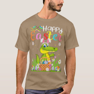 T-shirt Crocodile Bunny Oeuf Chasse Drôle Crocodile Joyeux