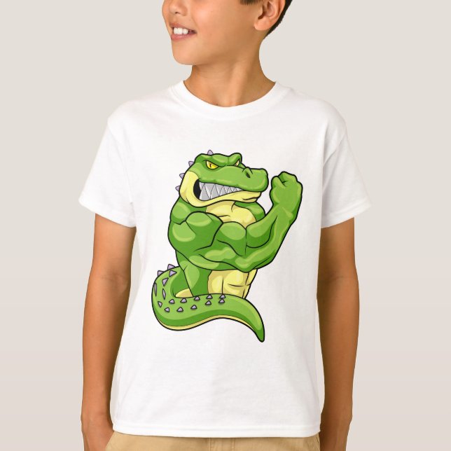 T-shirt Crocodile comme Bodybuilder & grands Muscles (Devant)