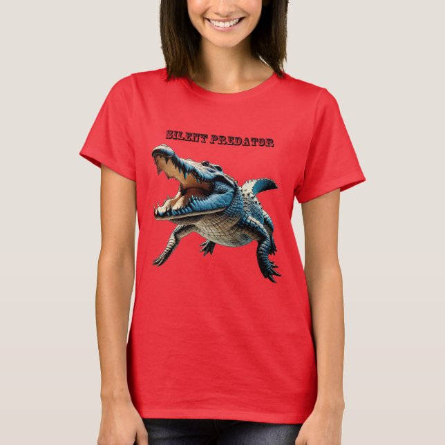 T-shirt Crocodile d'eau salée sous l'eau avec URM à bouche (Devant)