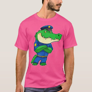 T-shirt Crocodile en tant qu'officier de police en uniform