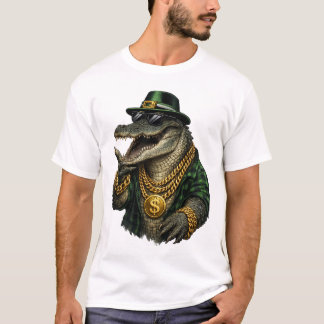 T-shirt Crocodile Gangster avec Chaînes en Or