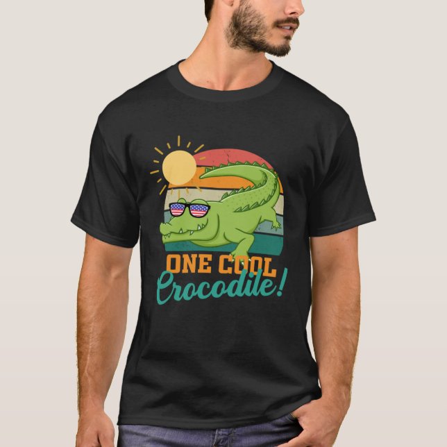 T-shirt Crocodile Hommes Femmes Enfants Garçons Filles Enf (Devant)