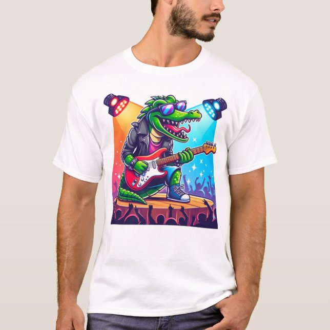 T-shirt Crocodile rockstar l'art cool (Devant)