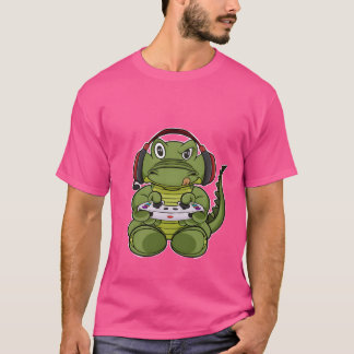 T-shirt Crocodile With Gaming Controller I Funny Gaming I