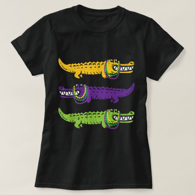 T-shirt Crocodiles Aligator Louisiana Mardi Gras Femmes Ho (Design devant)