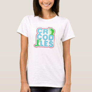 T-shirt Crocodiles avec deux crocs heureux - lettres bleue