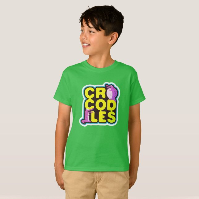 T-shirt Crocodiles avec deux crocs heureux - vif (Devant entier)