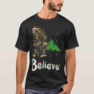 T-shirt Croire au Bigfoot Sasquatch Père Noël Chapeau Noël