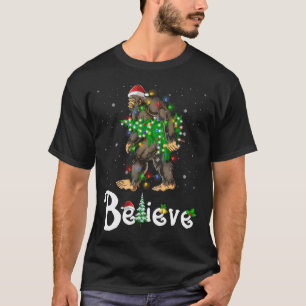 T-shirt Croire au Bigfoot Sasquatch Père Noël Chapeau Noël