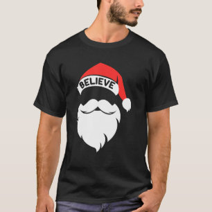 T-shirt Croire Citation Sur Santa Hat Mustache Famille Réu