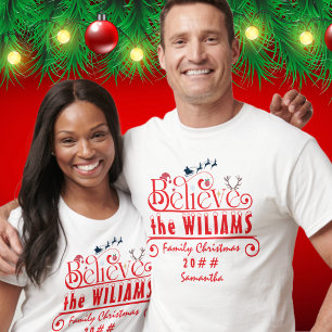 T-shirt Croire correspondre à Noël familial personnalisé