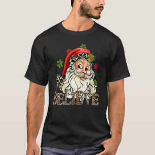 T-shirt Croire Costume Père Noël Avec Chapeau de Noël Léop