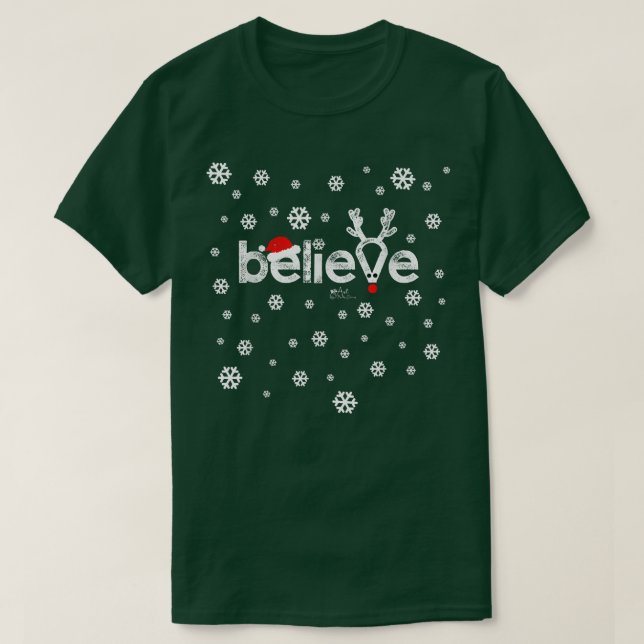 T-shirt Croire le mot Whimsical Christmas Snowflake Design (Design devant)