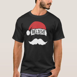 T-shirt Croire Santa Hat Mustache Noël de famille