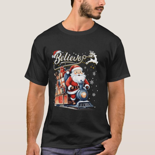 T-shirt Croire Train Noël Pôle Nord Pyjama Ch (Devant)