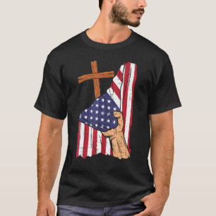 T-shirt Croisez Derrière Nous Drapeau Religieux Dieu Jésus
