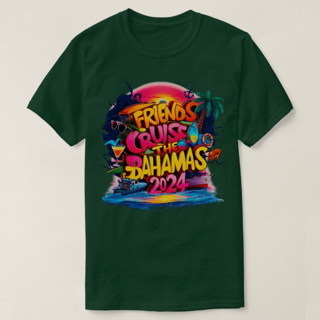 T-shirt Croisière Amis 2024 Équipe de croisière de Flamant (Design devant)