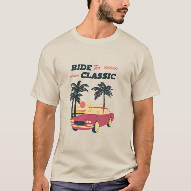 T-shirt Croisière côtière' - Retro Ride on the Beach (Devant)