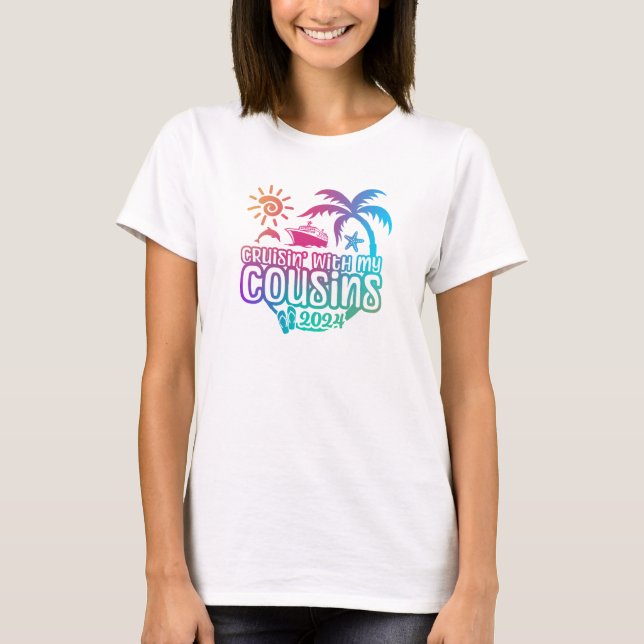T-shirt Croisière Cousin 2024 avec bateau de croisière et  (Devant)
