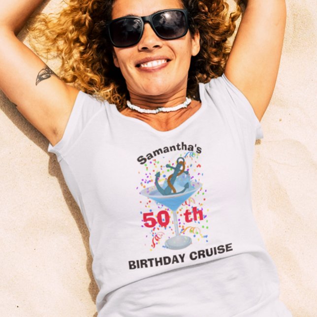 T-shirt Croisière d'anniversaire personnalisée Ancre cockt (Créateur téléchargé)