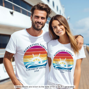 T-shirt Croisière en famille Navire nautique Roue Retro Su