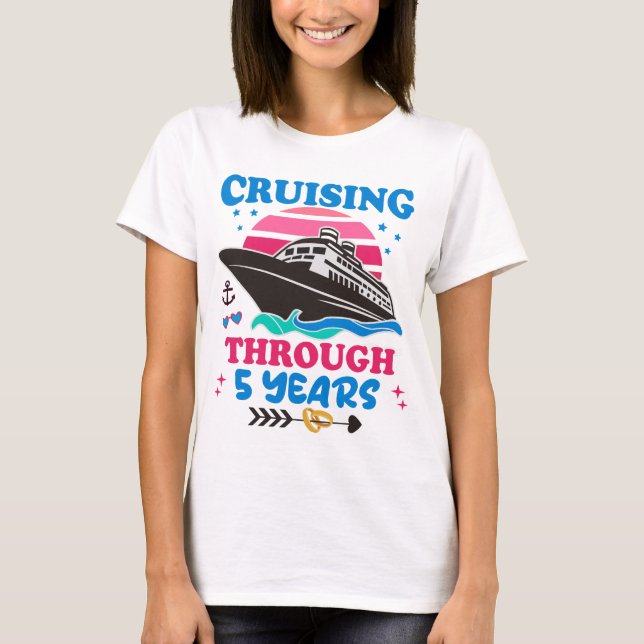 T-shirt Croisière Sur 5 Ans Mariage (Devant)