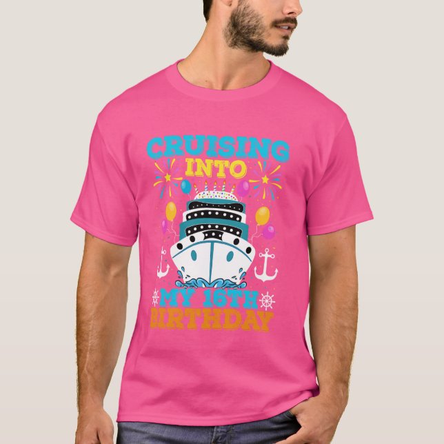 T-shirt Croisière Sur Mon 16ème Anniversaire, Thème Croisi (Devant)