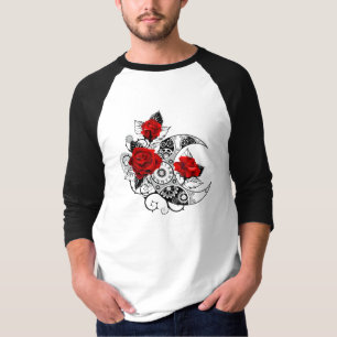 T-shirt Croissant mécanique avec roses rouges