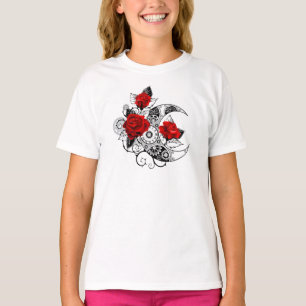 T-shirt Croissant mécanique avec roses rouges