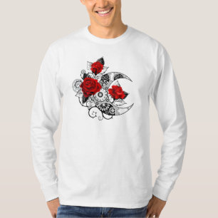 T-shirt Croissant mécanique avec roses rouges