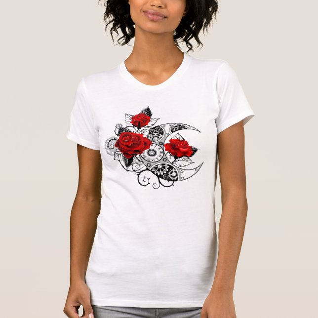 T-shirt Croissant mécanique avec roses rouges (Devant)