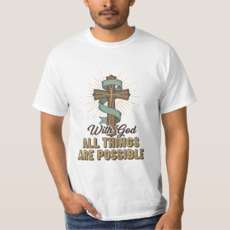 T-shirt Croix chrétienne Avec Dieu Tout Est Possible 