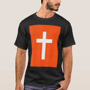 T-shirt Croix chrétienne Crucifix Fond Orange Jésus F