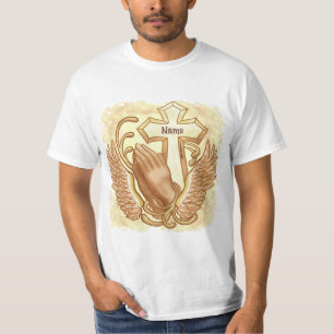 T-shirt Croix chrétienne des mains en prière