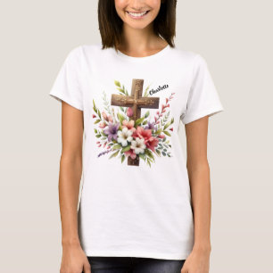 T-shirt Croix chrétienne entourée par le magnifique art fl
