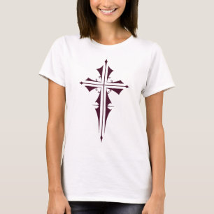 T-shirt Croix chrétienne pourpre