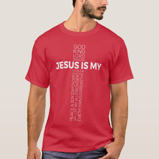 T-shirt Croix Chrétiens Jésus-Christ est mon Dieu Roi Seig