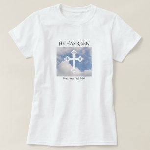 T-shirt Croix dans Ciel nuageux Résurrection Bleu Cadeau P