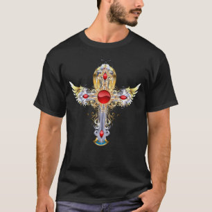 T-shirt Croix de crise ornée d'argent doré